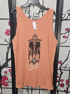 Imperial Motion Peach Graphic Tank Top Woman With Pinapples Medium New
